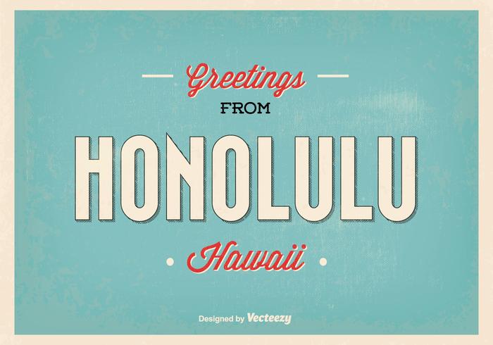 Ilustración retro del saludo de Honolulu del estilo vector