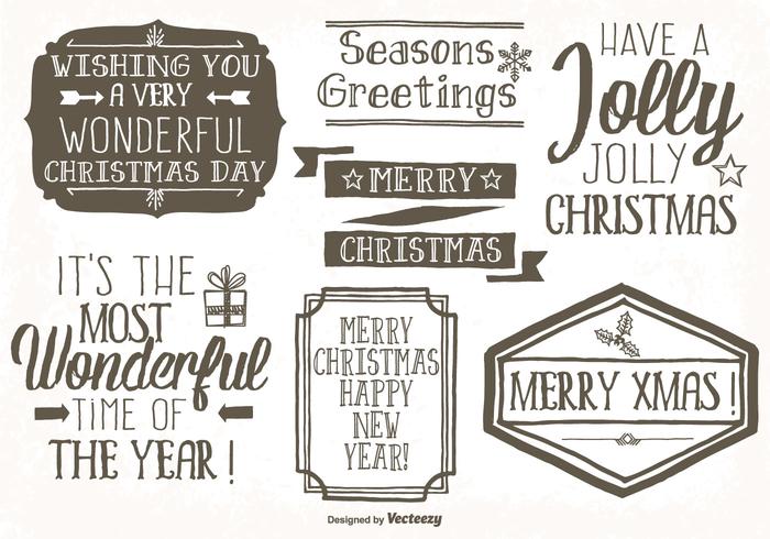 Messy hand Drawn Style Christmas Label Set vector