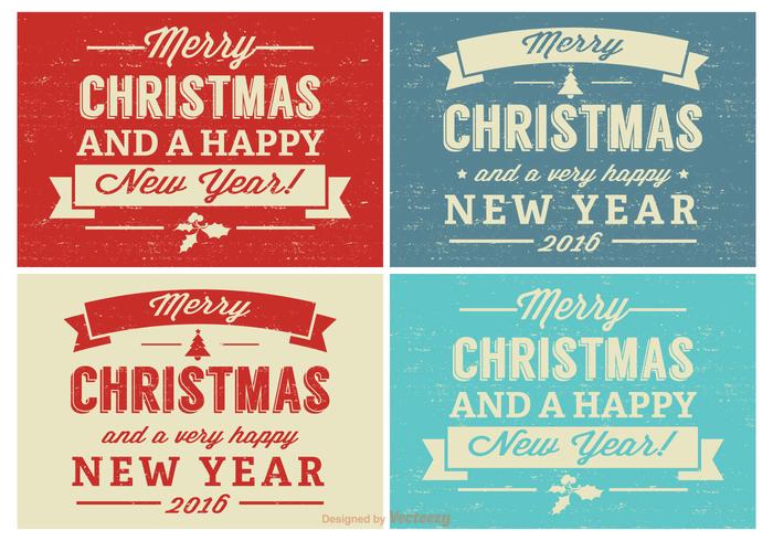 Retro Distressed Christmas Label Set vector