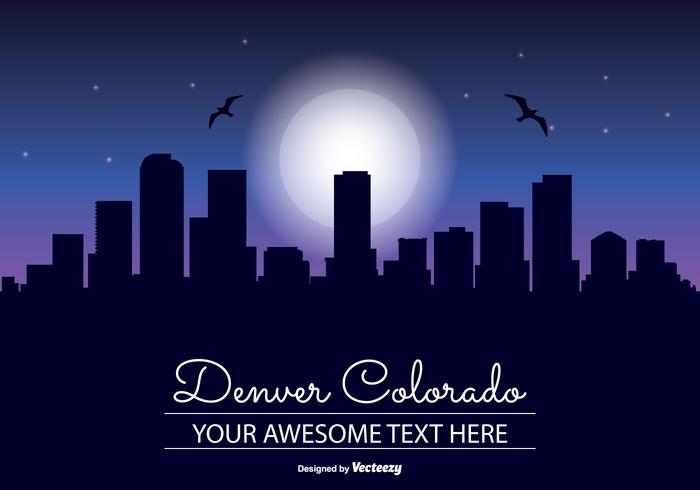 Denver Colorado Night Skyline Illustration Denver Colorado Night Skyline Illustration