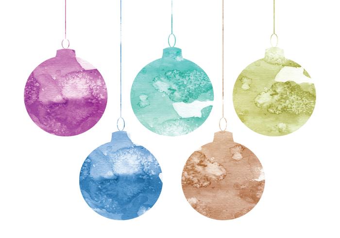 Vector Watercolor Christmas Ornaments 