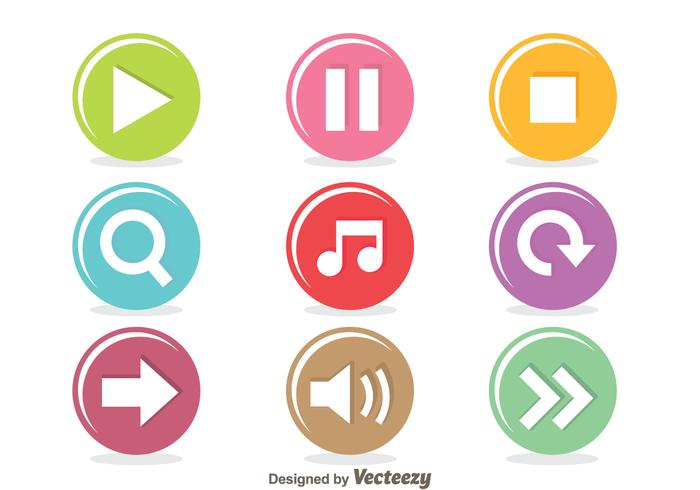 Colorful Music Player Circle Button vector