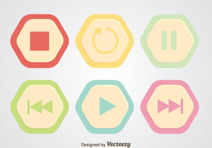 Round Hexagon Media Player Button vector