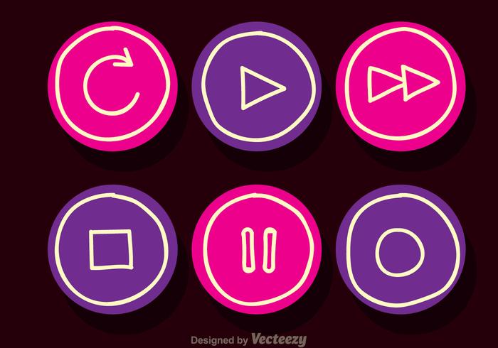 Media Player Pink And Purple Button vector