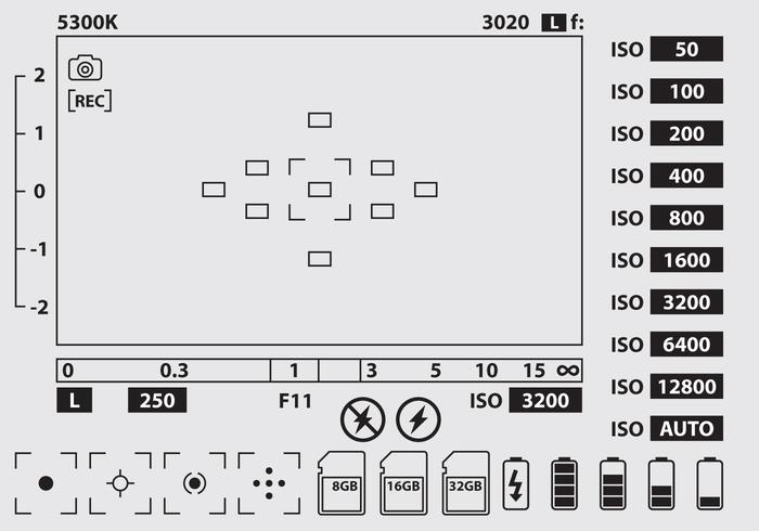 Iconos del visor y de la cámara vector