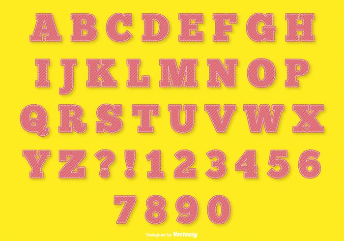 Pink Stitch Style Alphabet Set vector