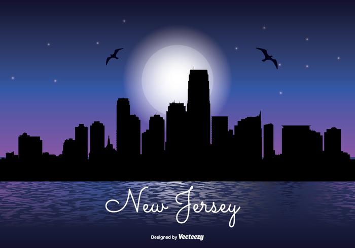 New Jersey Night Skyline Illustration New Jersey Night Skyline Illustration