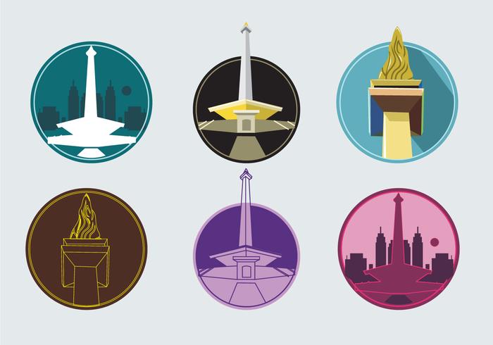 Monas Tower Icons vector