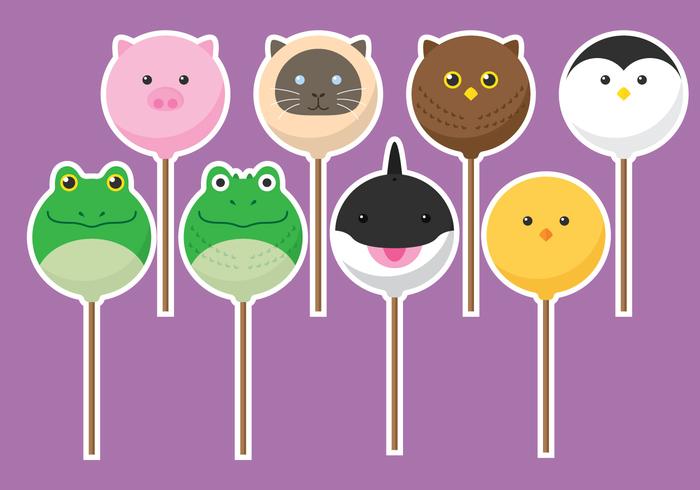 Animal Cake Pops vector