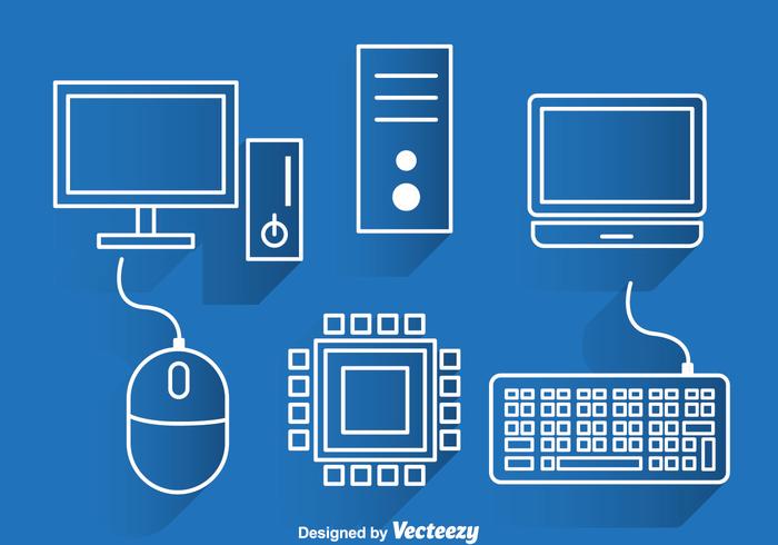Computer White Outline Icons vector