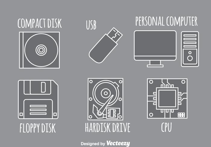 Iconos del gris del ordenador vector