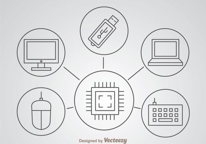 Iconos Del Ouline De la Computadora vector