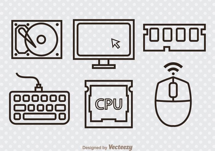 Computer Hardware Outline Icons Download Free Vectors Clipart