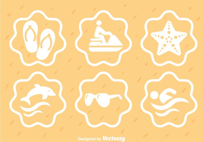 Beach Element White Icons vector