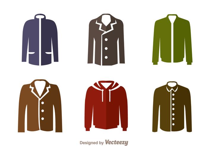 Iconos planos de la chaqueta vector