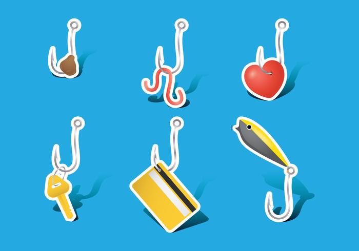 Fish Hooks with Lures vector