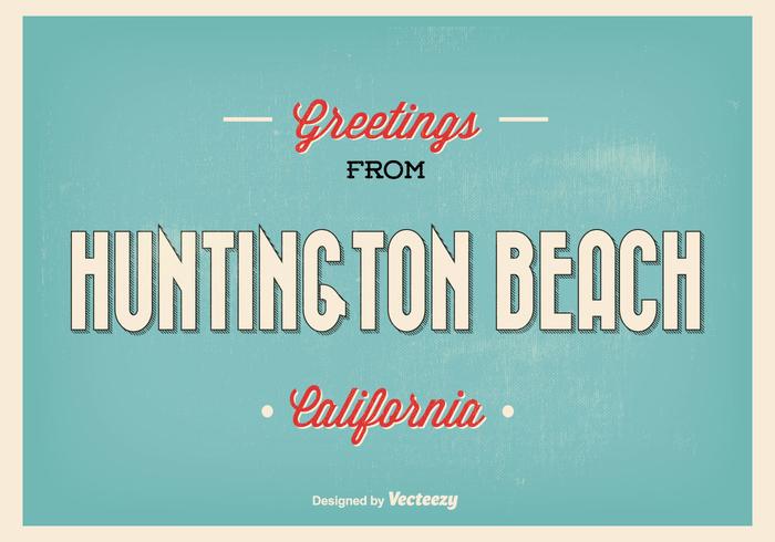 Huntington Beach Retro Greeting Illustration vector