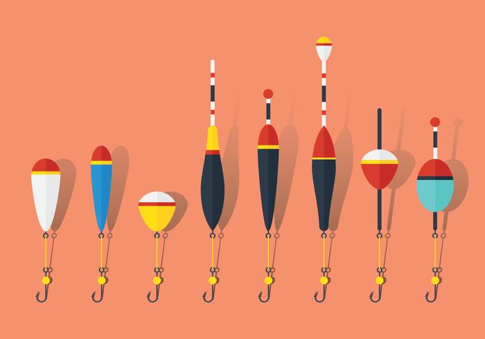 Flat Fish Hooks with Floats vector