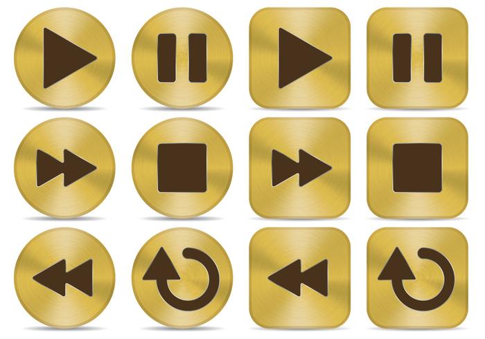 Gold Media Buttons vector