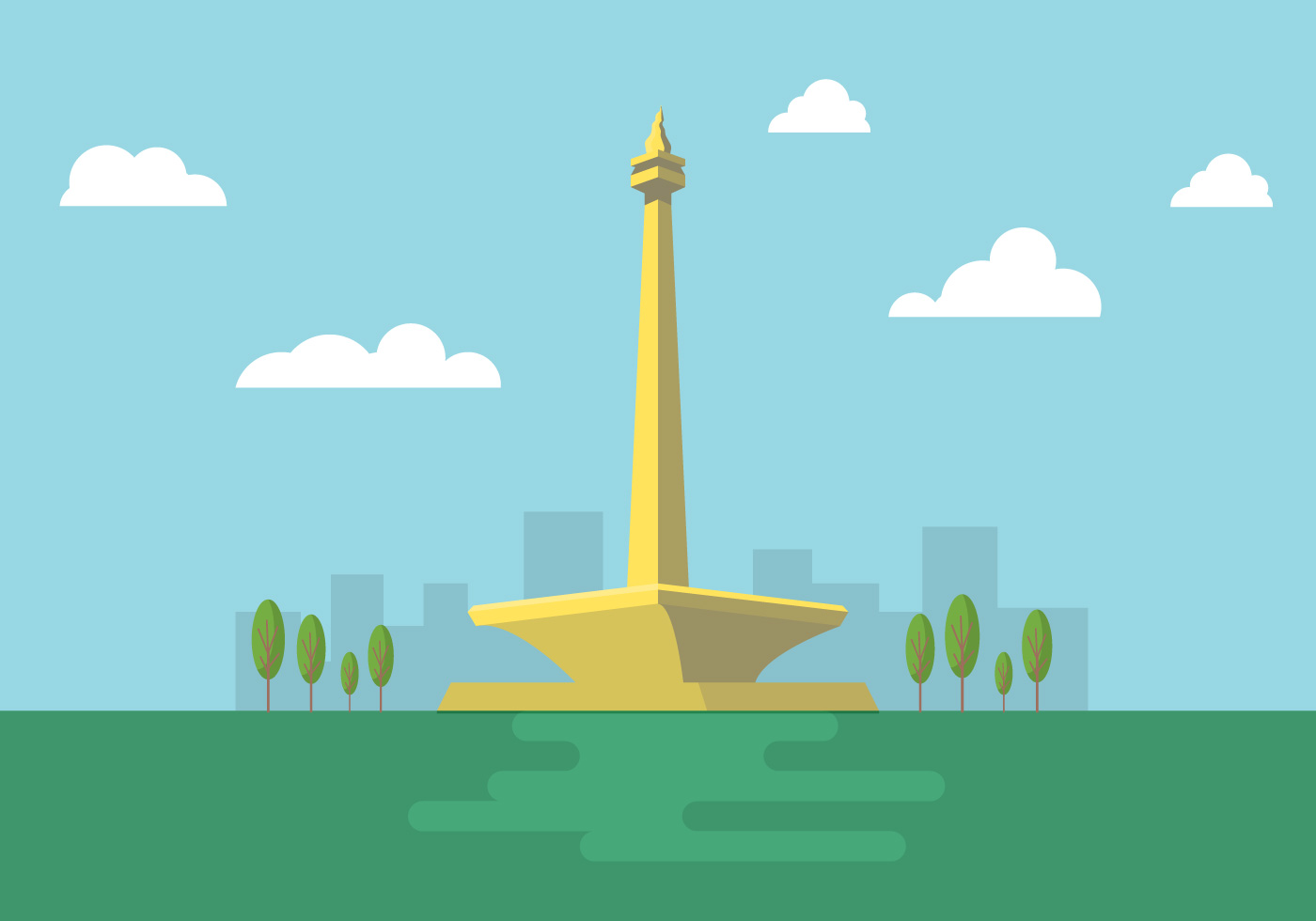 Free Vector Illustration of Indonesian National Monument Monas