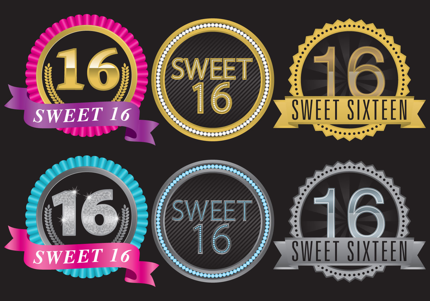 Download Sweet 16 Badges - Download Free Vector Art, Stock Graphics ...