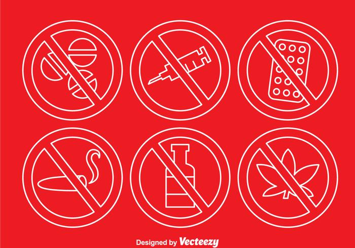 No drugs Outline Icons vector