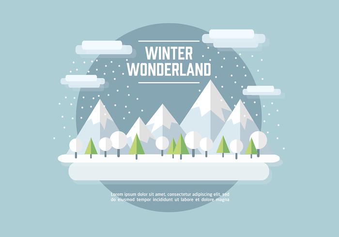 Flat Winter Landscape Vector Background