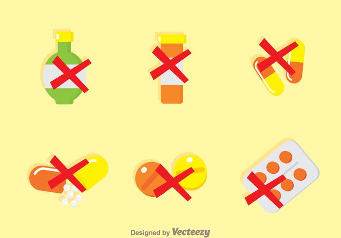 No Drugs Flat Icons vector