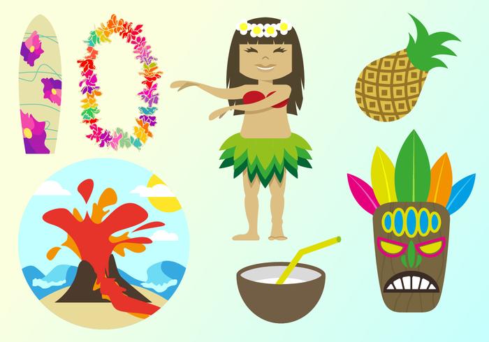 Hawaiian Elements Illustrations Vector