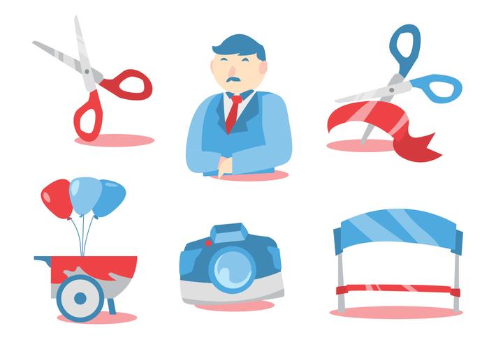 Ribbon Cutting Vector Set Ribbon Cutting Vector Set