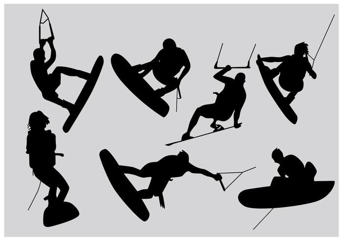 Wakeboarding Silhouette Vectors