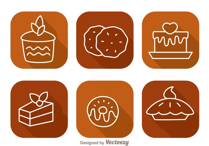 Cake Long Shadow Icons vector