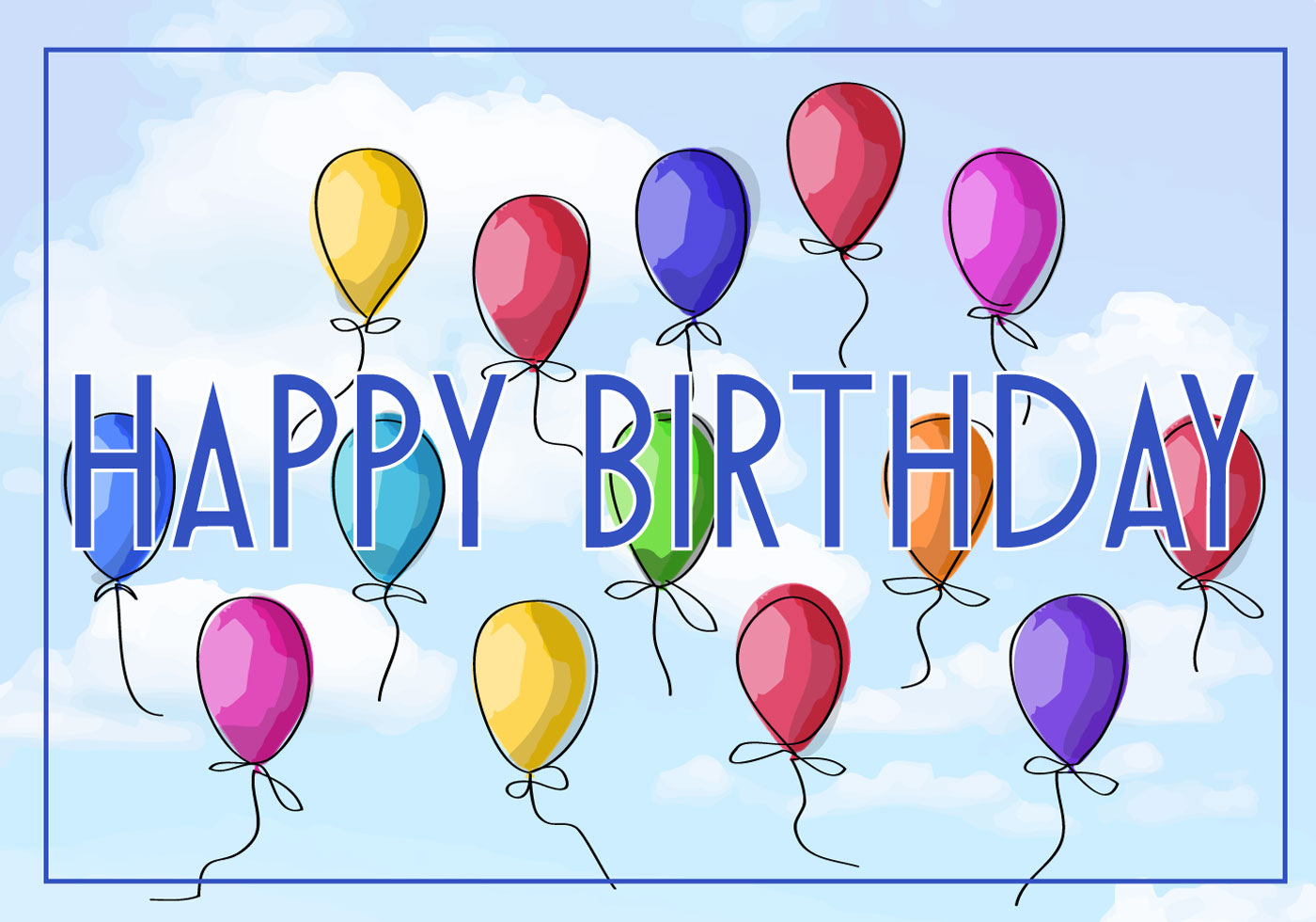 Free Vector Illustration of a Happy  Birthday  Greeting  Card 