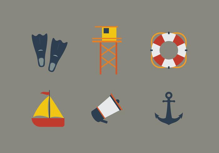 Vector Beach Illustration Set Vector Beach Illustration Set