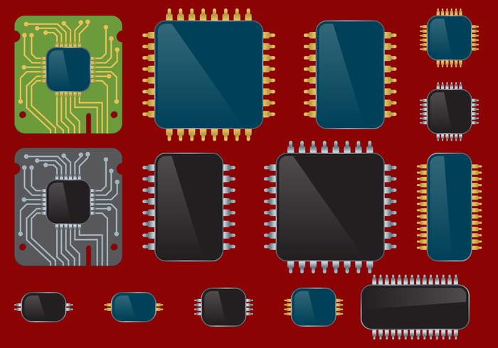 Juego de microchips vector