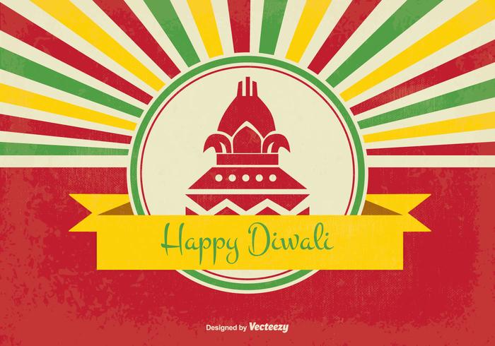 Estilo retro feliz Diwali ilustración vector