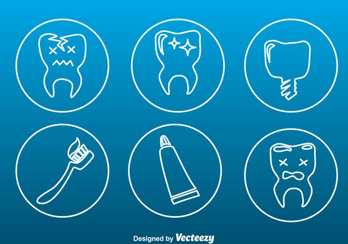 Cuidado de los dientes Tin Outline Icons vector