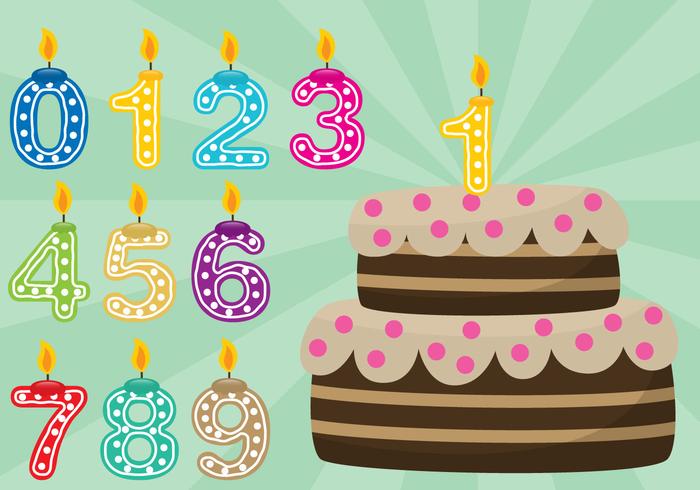 Pastel de cumpleaños con números vector