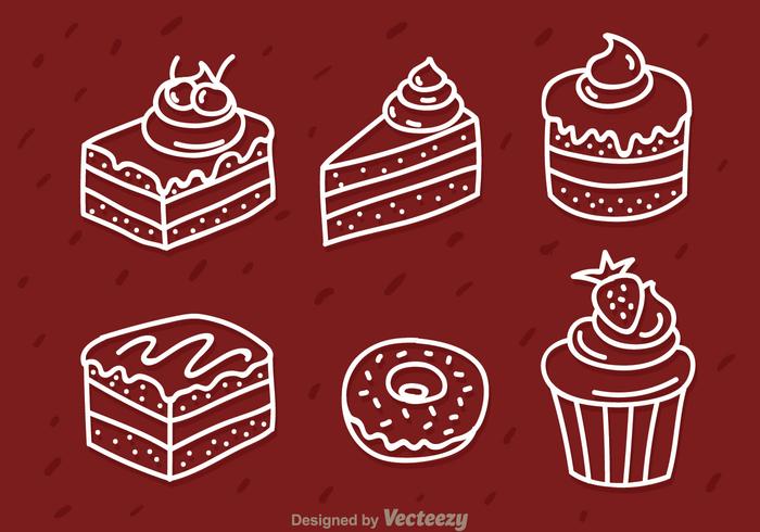 Cake White Outline Icons vector