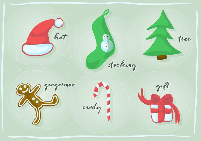 Free Christmas and New Year Retro Vector Design Element Collection