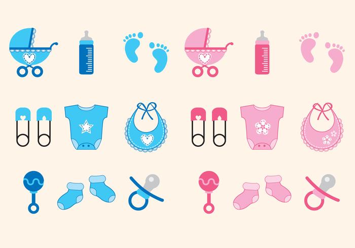 Baby Shower Icons Girl and Boy vector