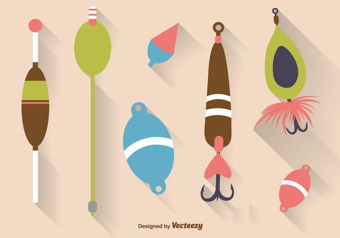 Flat Fish Hook Icons vector