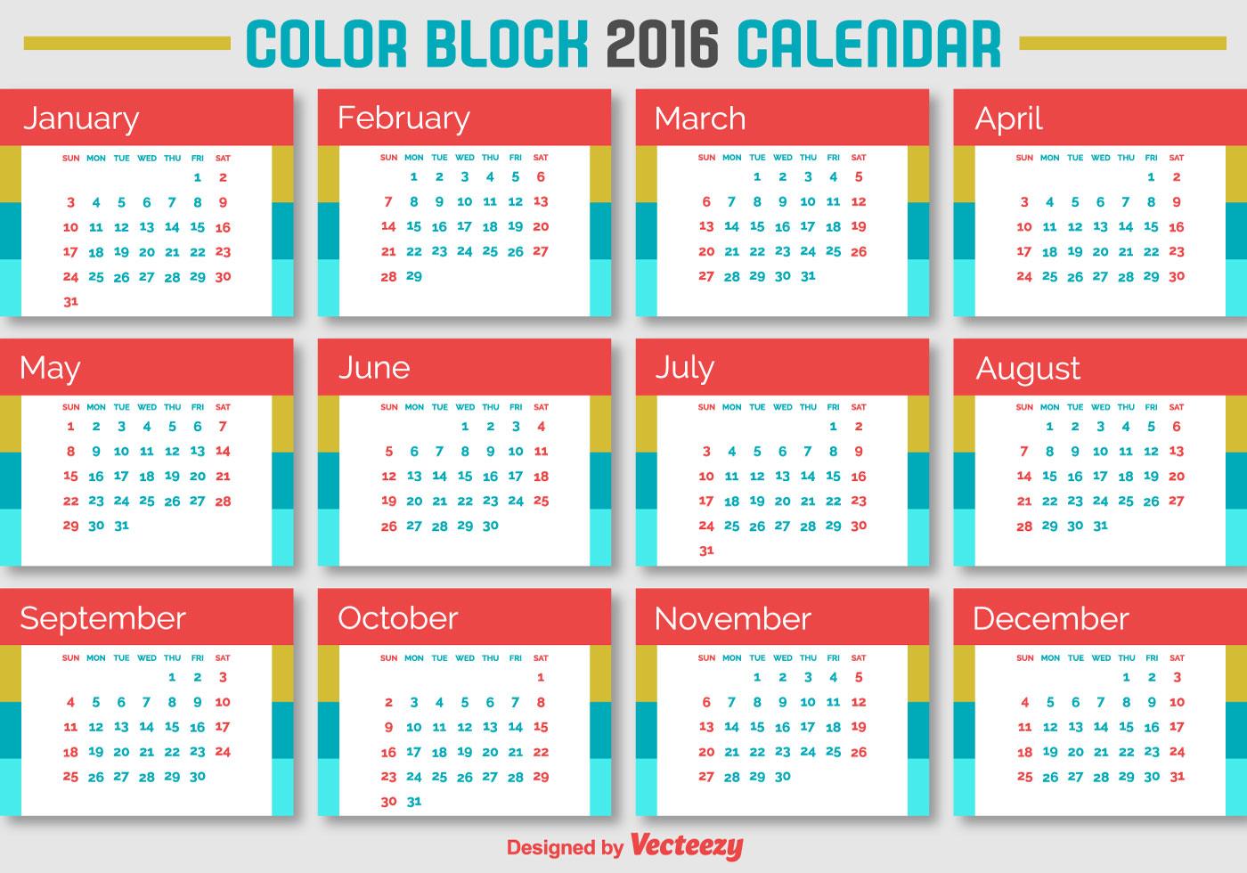 2016 Calendar 102430 Vector Art at Vecteezy