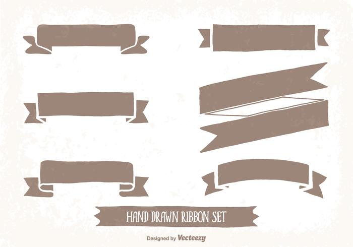 Hand Drawn Style Ribbon Set vector