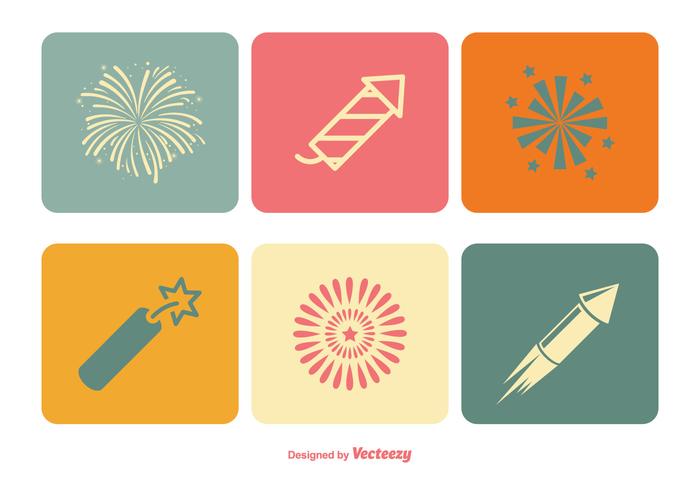 Conjunto de iconos de fuegos artificiales vector