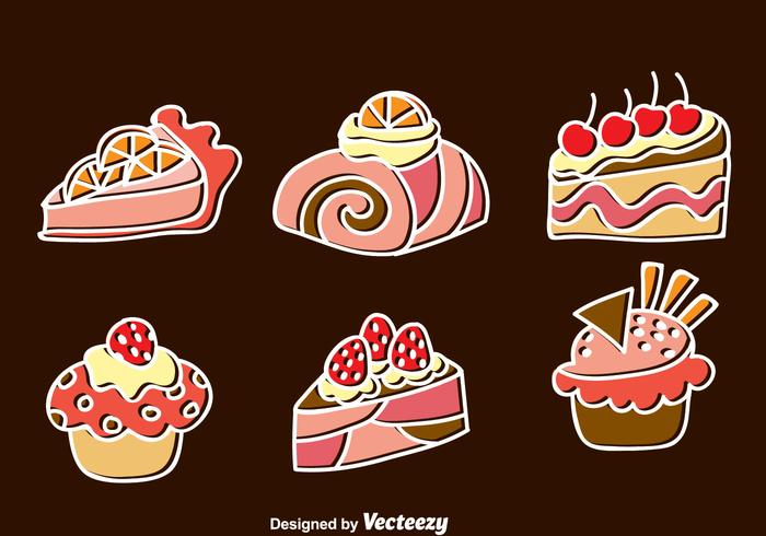 Sweet Cake Icons Set vector