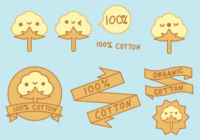 Cute Cotton Plant Organic Label Vector