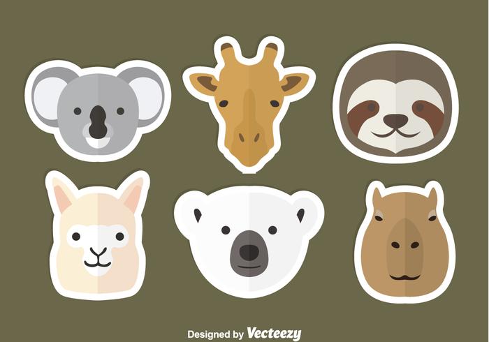 Animal Head Flat Icons vector