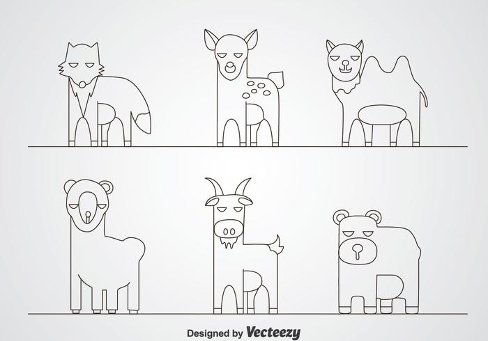 Animales Thin Outline Icons vector