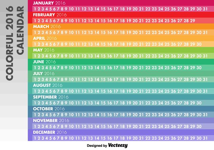 2016 Linear Calendar vector